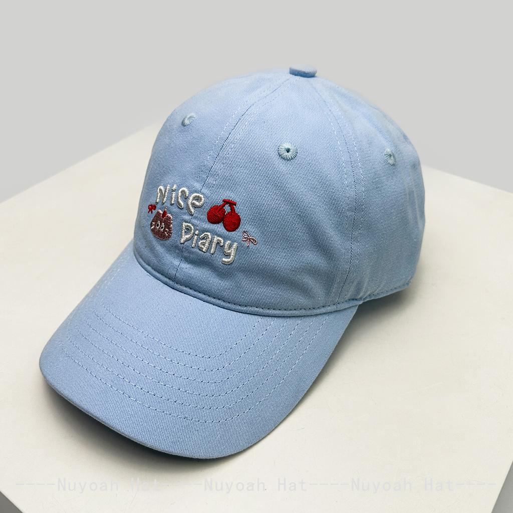 New Men Women Korean Kitten Cherry Letters Embroidery Baseball Hats Sunshade Cartoon Versatile Cute Peaked Caps Fashion Casual