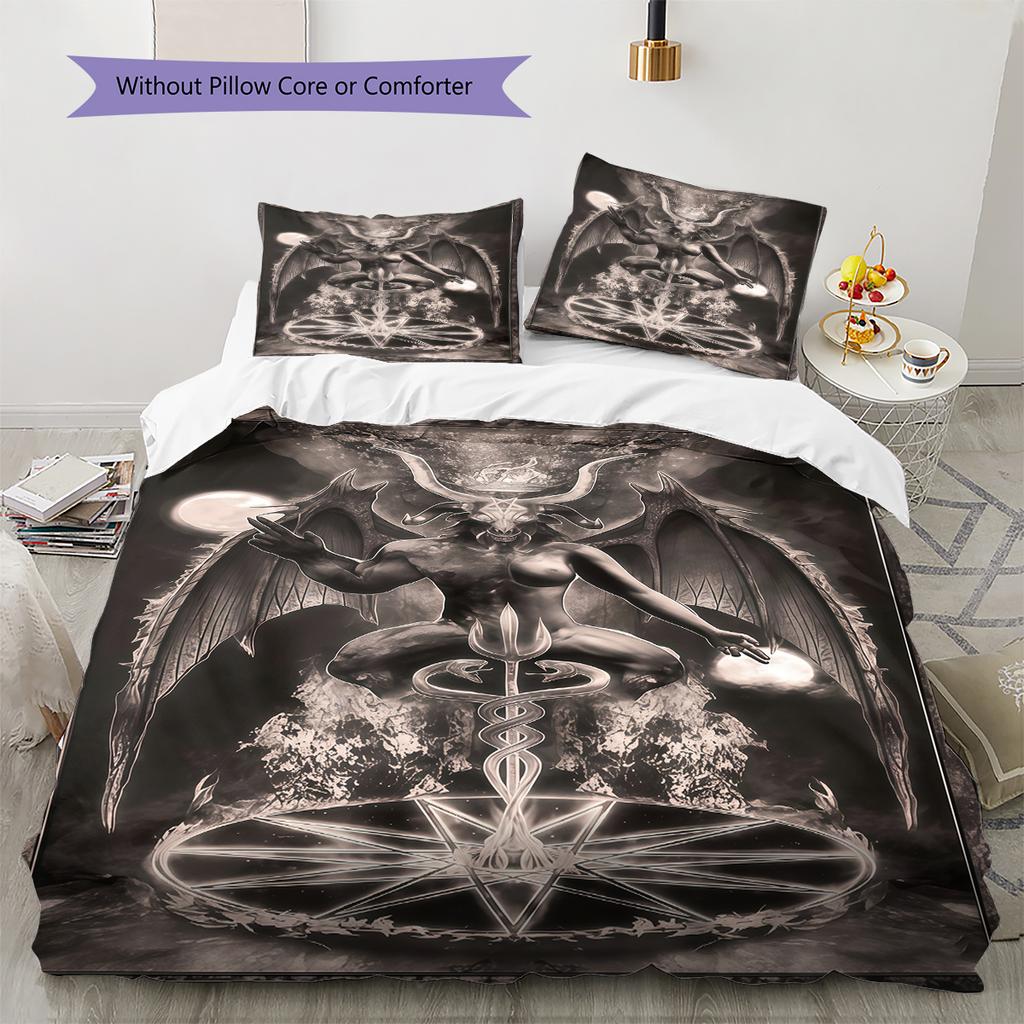 Satan Symbol Pattern Bedding,Quilt Set Quilt Cover Pillowcase Home Birthday Gift (1 * duvet cover + 2 * pillowcase, without core)