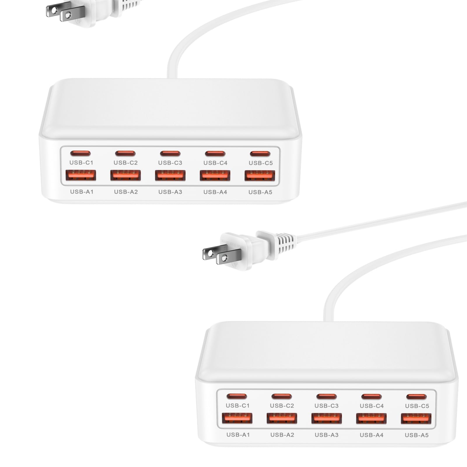 

USB Charger with 5 USB-C and 5 USB-A Ports, 70W Total Output, 10 Ports, 2025 Model, Fast Charging, AC Adapter, Compatible with Smartphones and Tablets