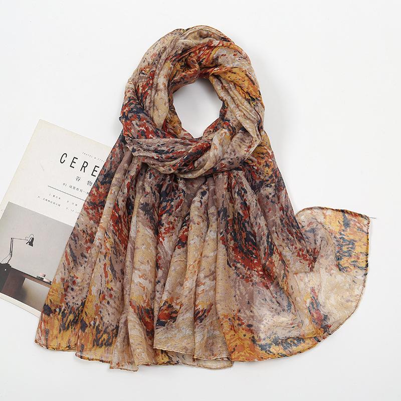 180*85Cm Fashion Retro Big Floral Viscose Scarf Lady Print Voile Shawls And Wraps Pashmina Foulards Muslim Hijab