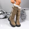Móda Zima Nové Teplé Sněhule Dámské Pohodlné Plyšové Bavlněné Boty Spona na Pásek Ke Kolenům Kožešinové Všívání Boty Dámské Boty s Tlustým Podpatkem