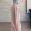 Women's Pink Tencel High-Waisted Wide-Leg Jeans - Summer 2026 Collection, Loose Ice Silk, Floor-Length Straight Pants.