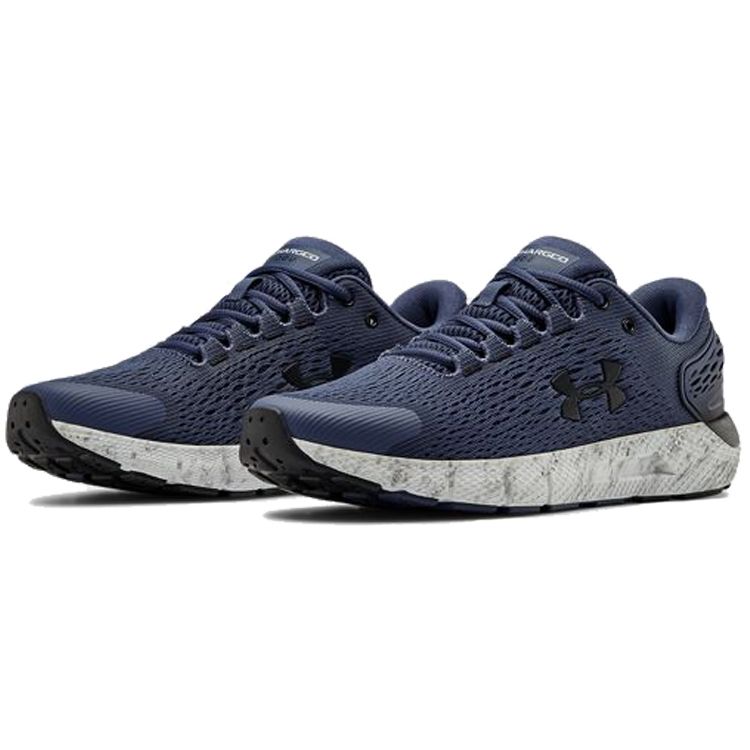 Under Armour Charged Rogue 2 Marble Round Toe Lace-Up Cushioning Low-Top Running Shoes Unisex Sneaker Water-Ink-Blue 3023361-400