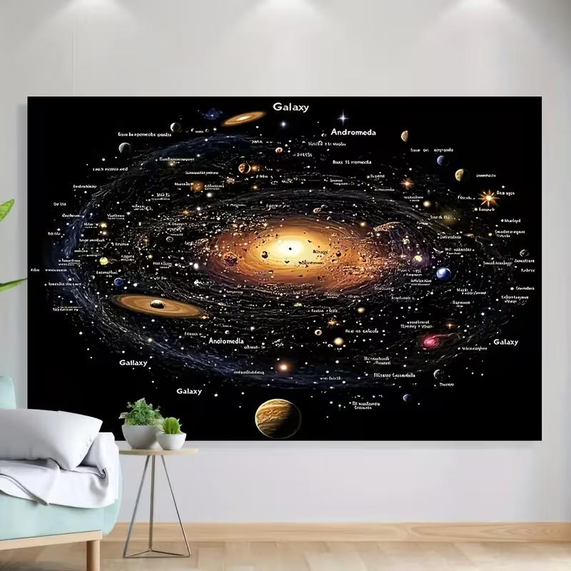 2D Universe Map Tapestry Detailed Galaxy & Starry Night Space Wall Art