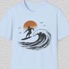 Surf Wave Shirt, Minimalist Surfer Tee, Coastal Ocean T Shirt, Retro Surfing Shirt, Ocean SunseT Shirt, Beach Wave Tee