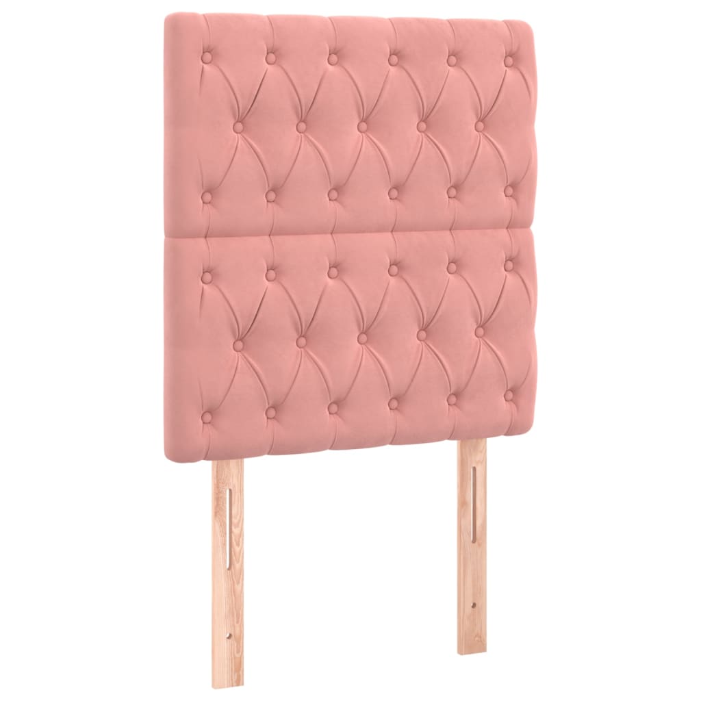 Box Spring Bed with Mattress & LED Light Pink 90x200 cm Velvet