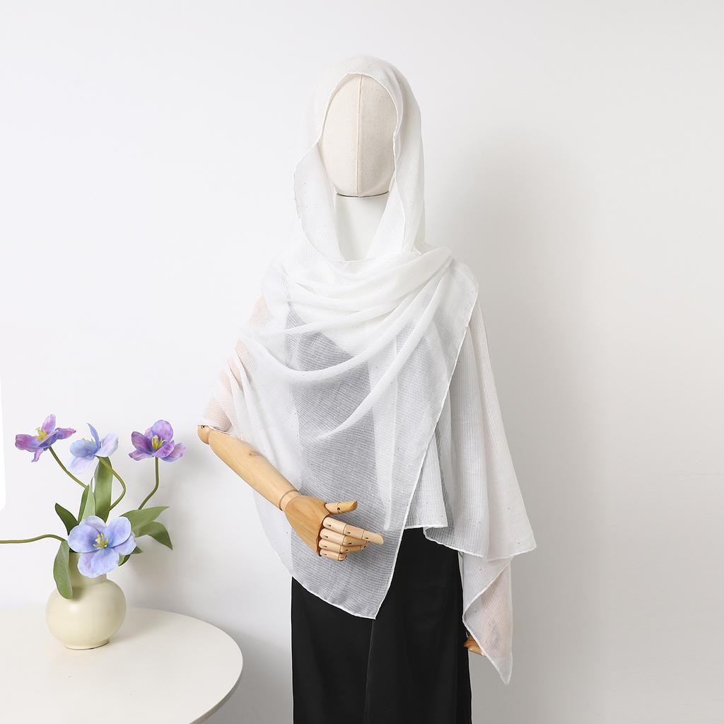 Spot Thin Solid Color Polyester Cotton Monochrome Sprinkled Gold Small Sequins Scarf Women'S Bag Headscarf Shawl Xiyin