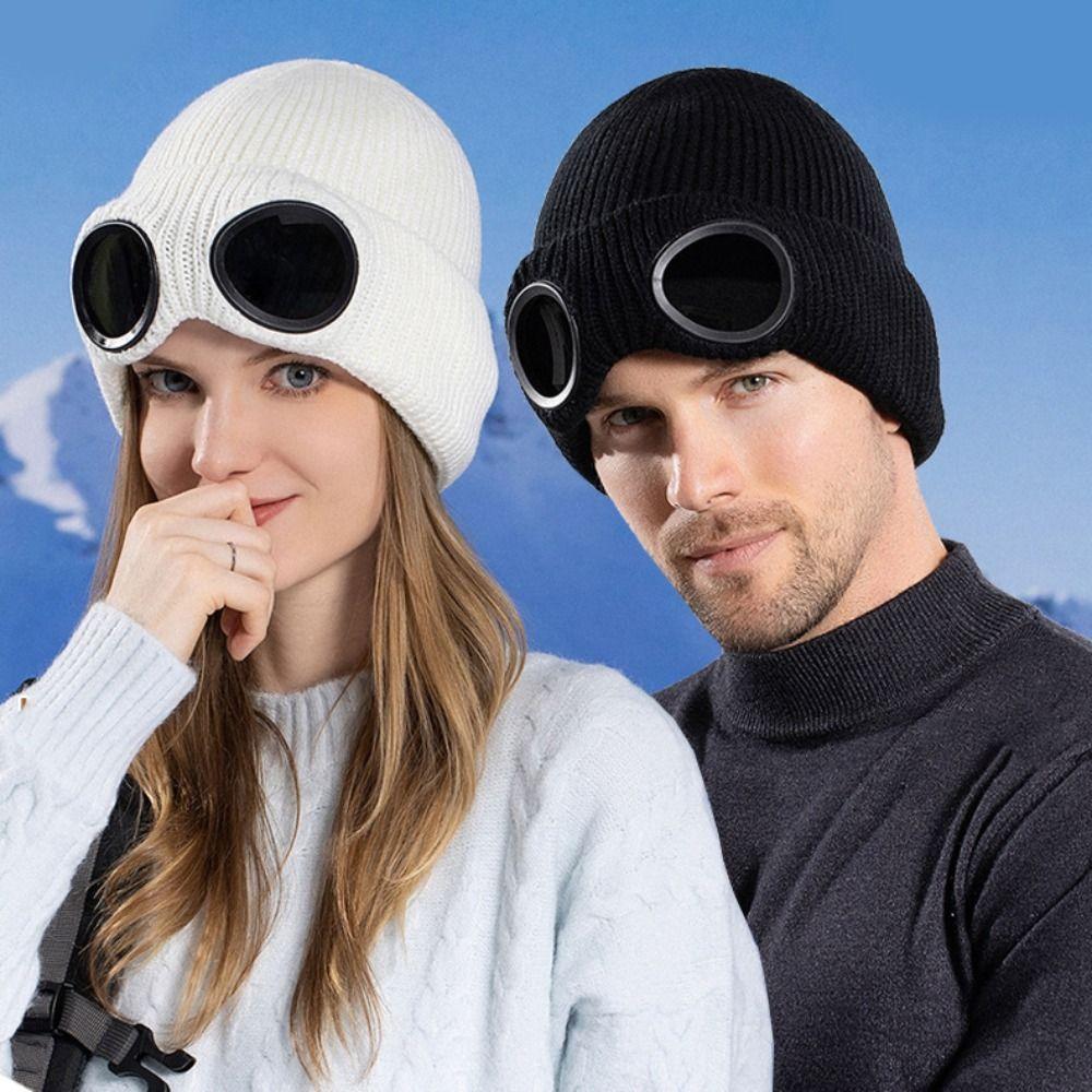 Afneembare Bril Warme Ski Masker Hoeden Winddichte Gebreide Hoed Mode Winter Bril Petten Buiten