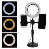 Mobile Phone 2Pcs Clips Stand with 6in LED Ring Light Fill Light Bracket for Live Stream