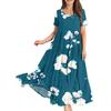 Dámské letní šaty s kulatým výstřihem, krátkým rukávem, květinovým potiskem, boho, volné