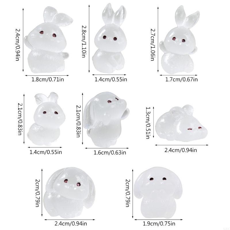 Pack of 8 Stylish Nightlight Animal Figurines Luminous Rabbit Miniatures Figurines Versatile Home Desk Decorations X3UC