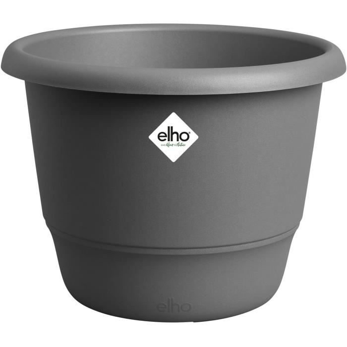 ELHO Pot de fleurs Amiga Rond 25 - Noir - Ø 24.5 x H 18 cm - Extérieur - 100% recyclé