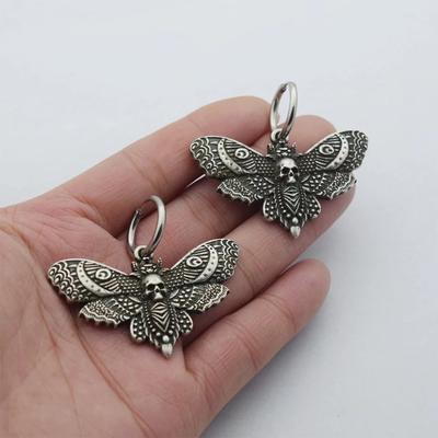 New Gothic Vintage Moth Ear Hoops Women Fashion Pagan Witch Jewelry Accessories Gift Moon Moth Charm Pendant Earrings
