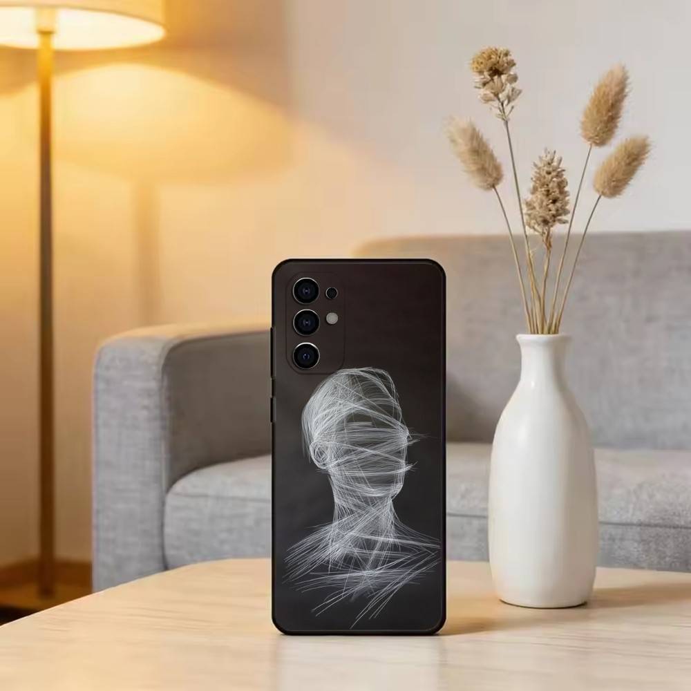 Minimalistisches Linienkunst Handyhülle Schwarzes Silikon Weich Für Samsung S25,S24,S21,S22,S23,S30,Ultra,S20,Plus,Fe,Lite