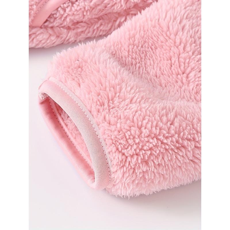 Pink Soft Children's Winter Coat - Girls' Zipper Jacket with Stand-Up Collar, Easy Zip Closure, Side Pockets - Warm Cold Weather Coat for Toddler