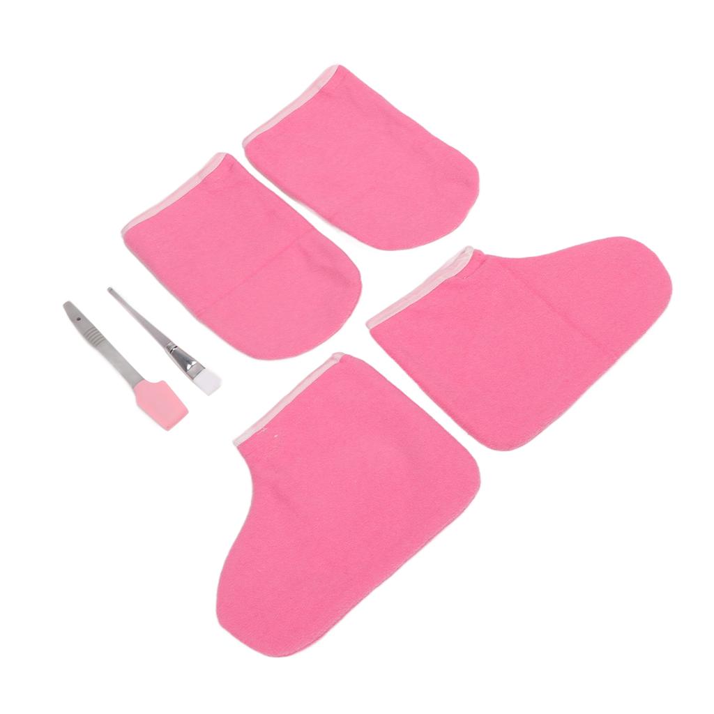 Vosková Kúra Sada na Ruce a Nohy Voskovací Štětec Růžová Látková Rukavice Návlek na Nohy 100ks Jednorázová Rukavice Noha