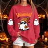 Women's Halloween Neck Sweatshirt Casual Print Pullover