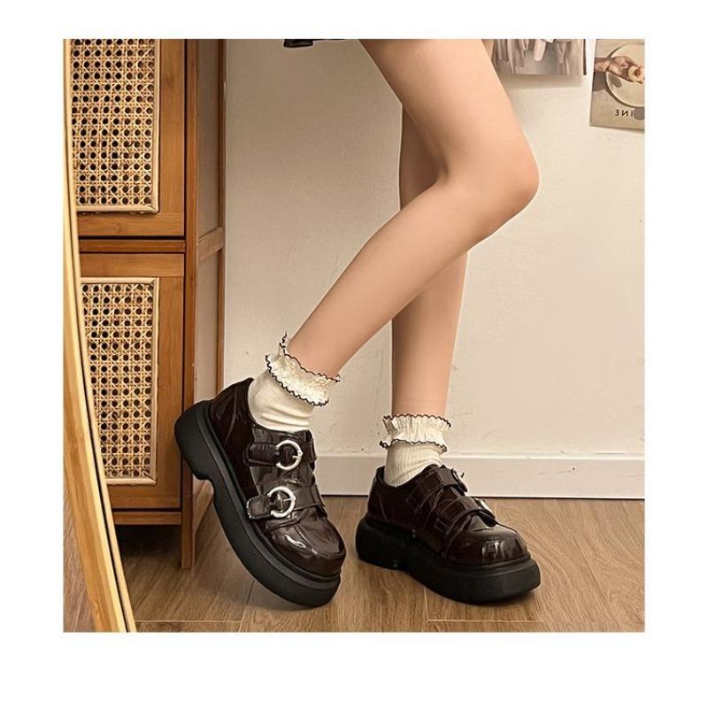 British-style Leather Shoes for Women, 2025 Autumn New Style Patent Leather Thick-soled Loafers, Versatile Retro Jk Single Shoes