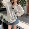 Spring Summer Autumn Thin Sexy Women Tops Blouse V Neck Pullover Solid Korean Loose Sunscreen New Lady Clothes