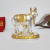 Kamdhenu Cow with Calf Idol Gold Silver Plated with Matte Finish | Home Decor Gaay Bachda Cow| Positive Energy | Wealth Idol Diwali Puja