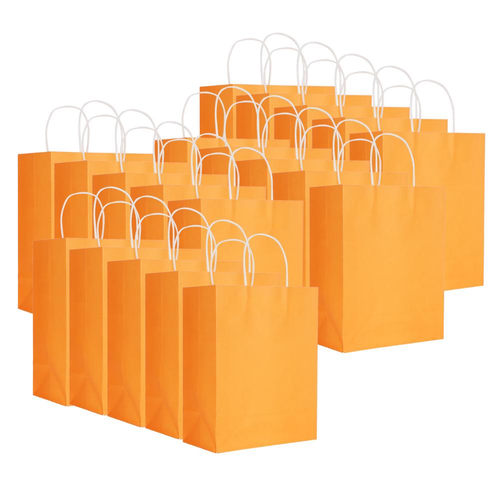 Eco‑Friendly Portable Kraft Paper Bag Shop Clothes Packaging Gift Bag (M 21 x 11 x 27.5cm)(Orange )