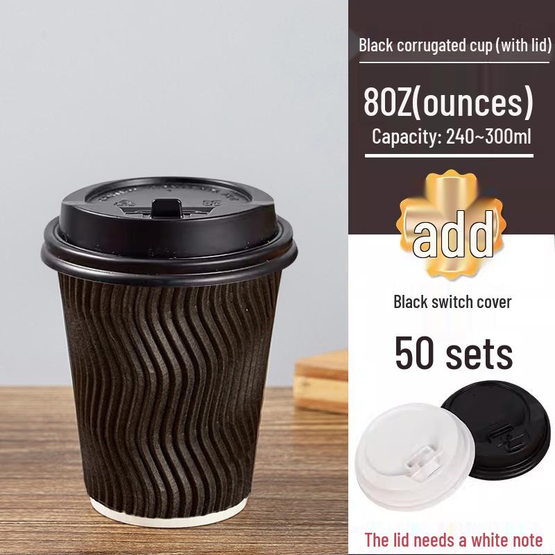 Copo de Café Descartável de Camada Dupla com Tampa: Antiescaldante, Ondulado em Forma de S para Bebidas Quentes e Chá de Leite