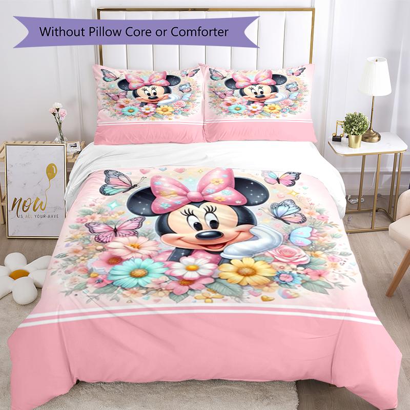 3pcs Minnie Bedding Set Duvet Cover Closure Includes 1 Duvet Cover & 2 Pillowcases, Soft and Comfortable for All Seasons.