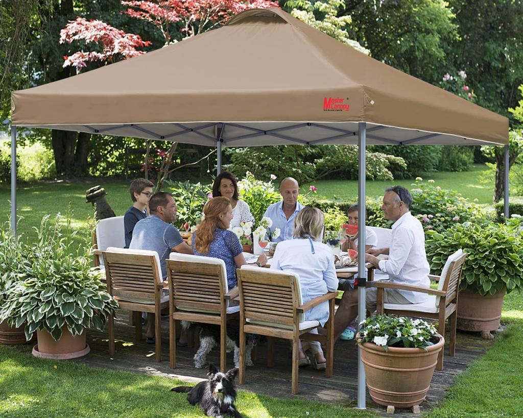 MASTERCANOPY Tenda Telo One-Touch 2M2.5M3M Regolazione a 3 Livelli Telaio in Acciaio Ventilazione Resistente all'Acqua Protezione UV Tettoia Tettoia Commerciale