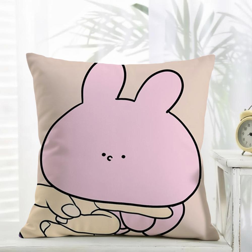 Asamimichaan Asleep Cute Asamimi Cushion Cover comfort Daily Washable Linen Soft  for Sofa Bed Home Room Decor