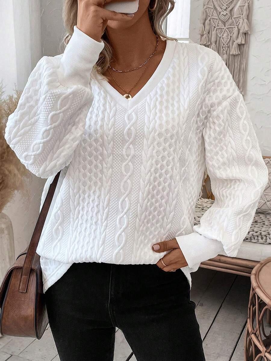 

2025 Autumn/Winter Women s Casual Solid Color Warm Loose Long Sleeve T-shirt 2XL белый