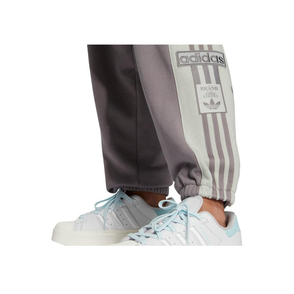 Adidas Originals SS22 Solid Color Drawstring Logo Embroidery Side Button Vintage Cuffed Sweatpants Women Bottoms Gray Brown IC8128