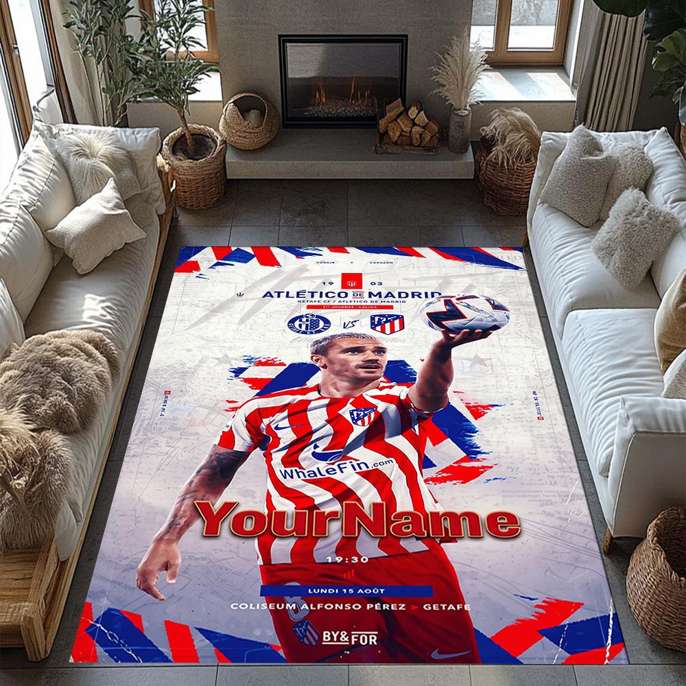Atletico Madrid Personalized Text Floor Rug Office Rug Suitable for Entryway Balcony Kitchen Playrooms Anti-slip Rug Office home decor