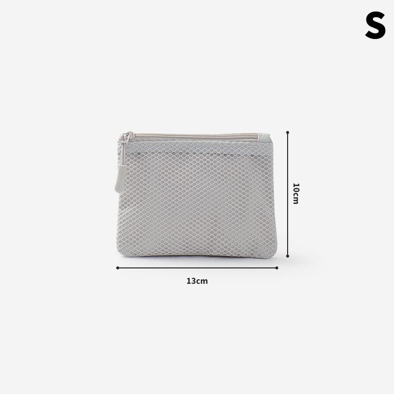 

Dual-Layer Mesh Storage Bag Cosmetic Bags Multi-Purpose Portable Travel Makeup Bag With Zipper Cosmetics Organizer S серый