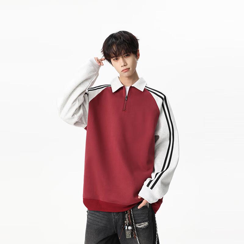 

TOM ADAM Men s American Style Color-Block Half-Placket Sweatshirt 2XL