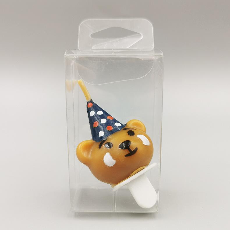 Cartoon Bear with Hat and Birthday Candle Creative Cute Christmas Hat and Panda Birthday Cake Decoration Candle