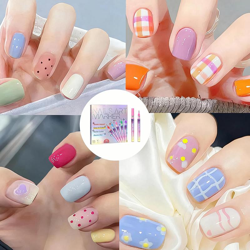 3D Nail Art Tužky DIY Sada 12 Barev Nail Marker Tužky Graffiti Tečkování Kreslení Malování Liner Tužka Rychleschnoucí Akrylová Barva Tužka