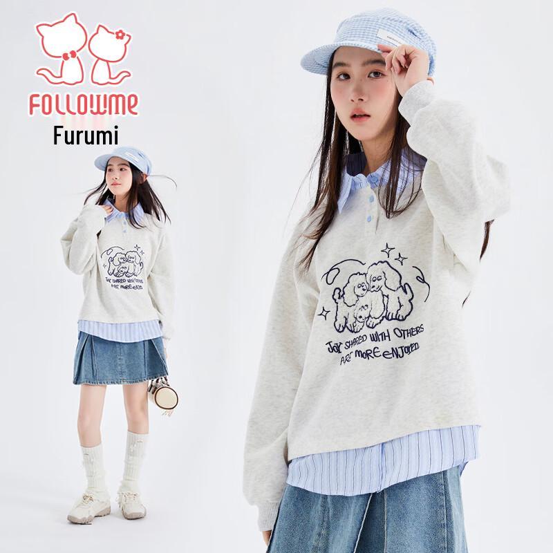 Fuluomi Girls  Faux Two-Piece Sweatshirt 160