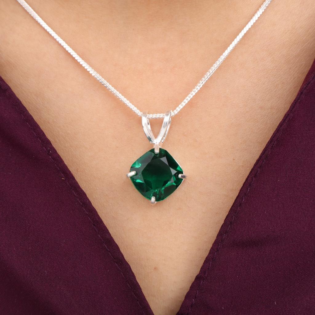 Chrome Diopside Gemstone 925 Sterling Silver Jewelry Handmade Pendant 0.93'' PP-62-5