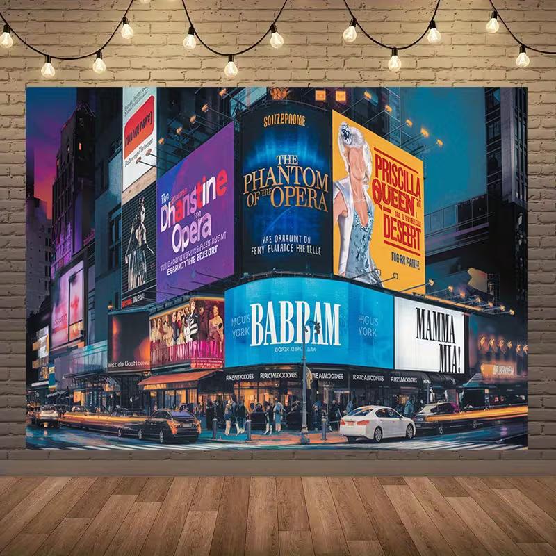 2D Broadway Backdrop for Theater Parties, Prom and Musical Events 47.2x31.5inch/120*80cm