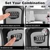 Wall Mounted Key Safe Box 4 Digit Combination Password Outdoor Key Storage Safe Box Weatherproof Wall Mounted Lock Box for Keys