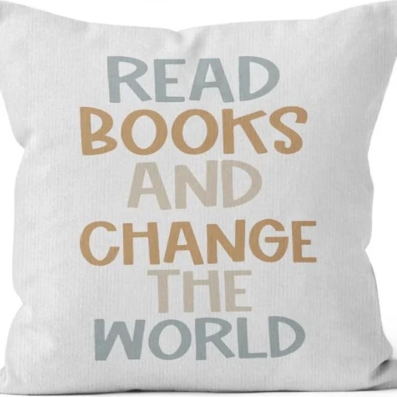Letter Printt Decorative Pillowcase Throw Cushion Cover Reading Corner Classroom Kids Room Nursery Home Sofa Pillow Covers Decor