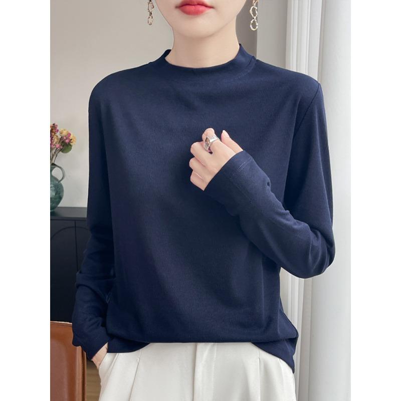 Nuovo Top Base Layer alla Moda Maglia Base T-shirt Collo Alto Maglione Lavorato a Maglia Leggero Stile Primavera/Autunno da Donna