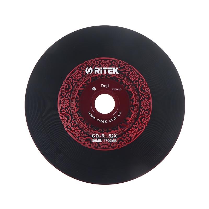 10PCS Ritek Vinyl Disc Black CD-R Blank Disc Recordable Compact Disc 700MB/80min/52x Car Music CD-R BLANK Disk Disc