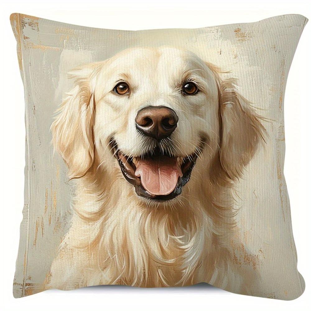 1 шт. наволочка с принтом золотистого ретривера, мягкая гладкая ткань из короткого ворса, односторонняя печать, молния, машинная стирка 40x40cm/16x16inch
