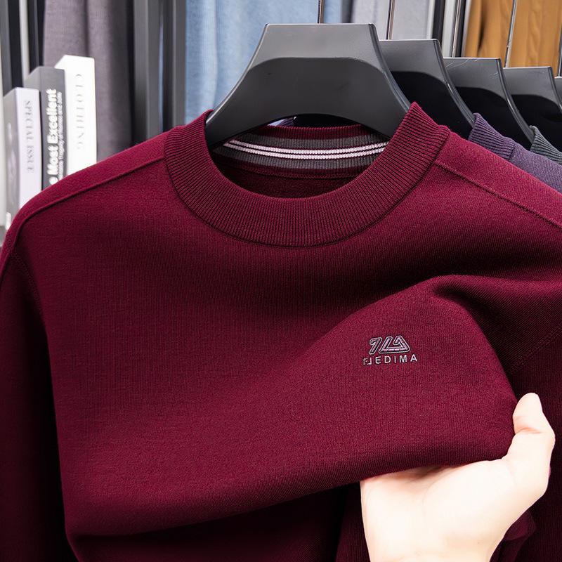 Men's Plus Velvet Thick Knit Sweater - High Elasticity, Anti-Pilling, Skin-Friendly, Loose Fit Base Layer for Autumn/Winter
