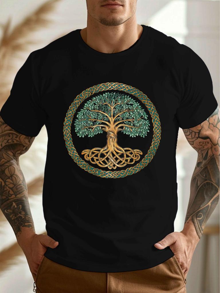 Funny Tree Graphics Vintage Men's Summer T-Shirt Casual Tshirts O-neck short-sleeved Tee Tops H
