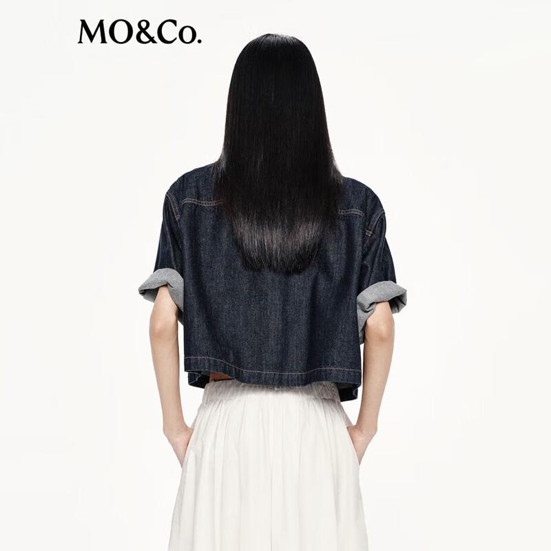 MO&Co. Women's Raw Denim Boxy Short Jacket