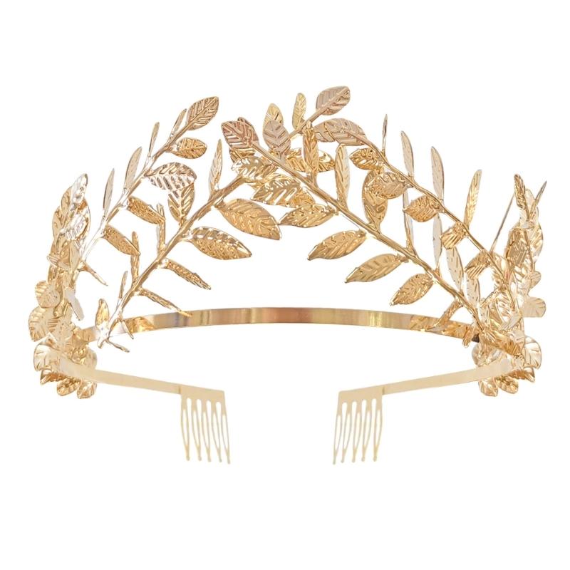 

Durable Metal Leaf Tiaras Hairpin Polished Metal Hair Accessory For Bridal Parties And Special Event 1