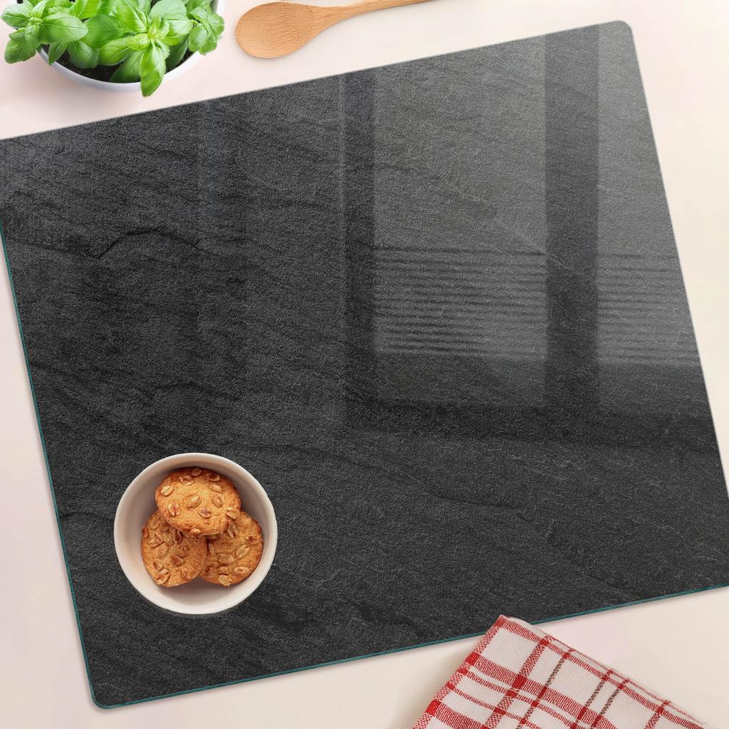 Deska Kuchenna Szklana Do Krojenia Z Grafiką Czarny Kamień Granit 60X52 Cm