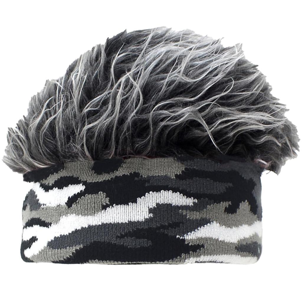 Camouflage Hair CZ290 [White Fang] Hat, Wig, Hat, Ski, Snowboard, Fur, Colorful, Men's, Women's, (Gray)